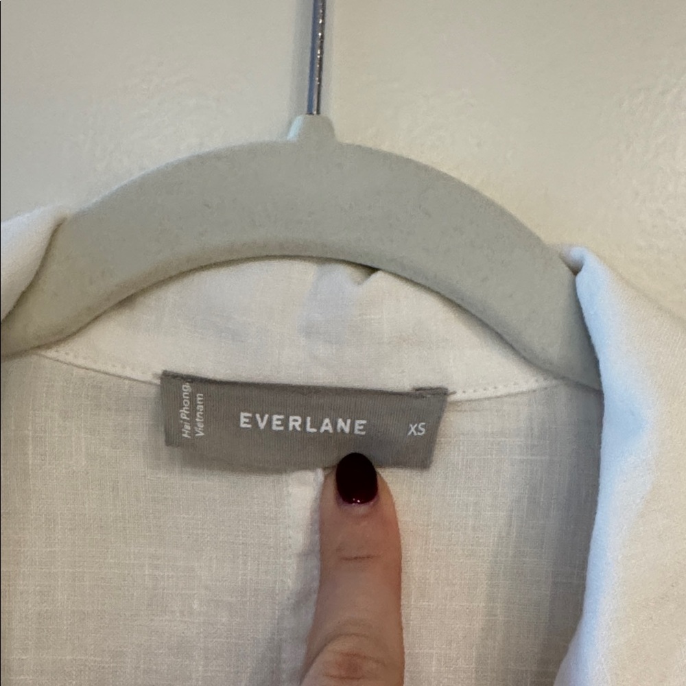 Everlane 100% Linen Camp Collar White Button Down Shirt, size XS - Picture 4 of 7